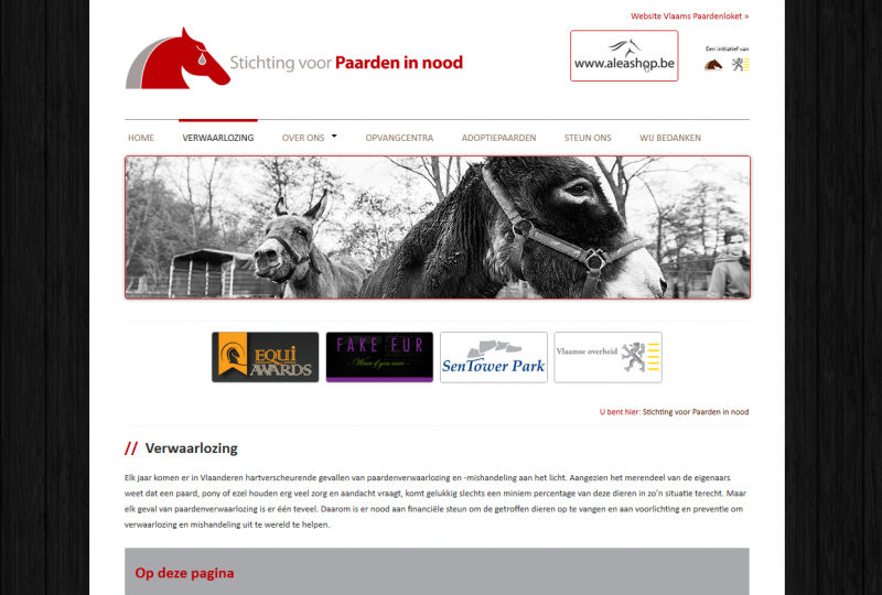 Nieuwe website voor de “Stichting voor paarden in nood”